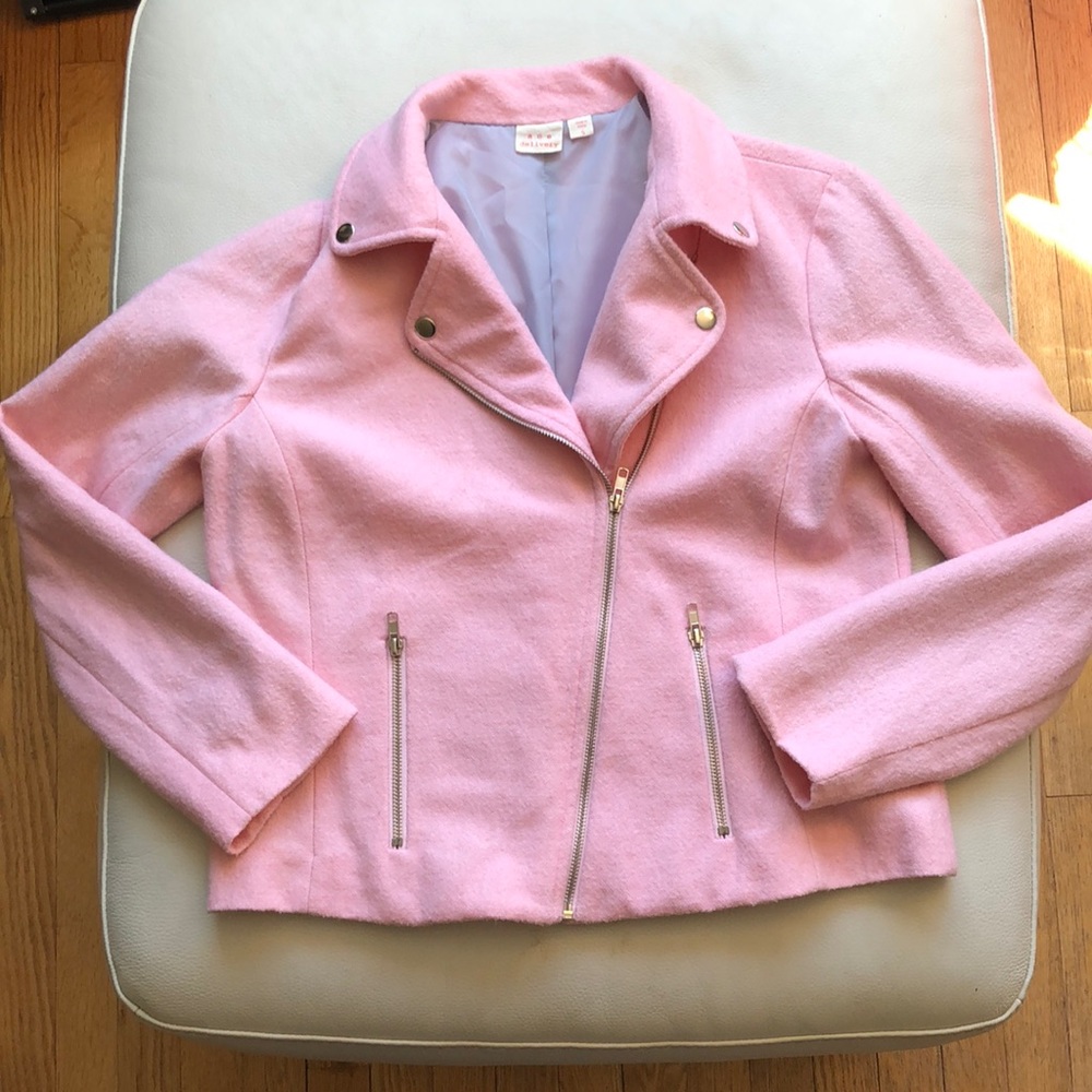 Ace Delivery Pink wool moto jacket